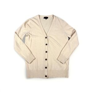 J. Crew Cardigan Sweater Women's Small Beige Wool Cashmere Blend Button Up Basic